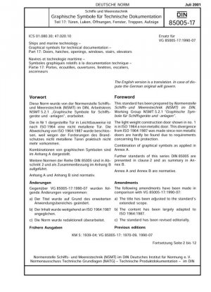 Buques y tecnología marina. Símbolos gráficos para la documentación técnica. Parte 17: Puertas, escotillas, aberturas, ventanas, escaleras, ascensores.