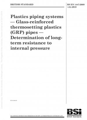 Sistemas de tuberías de plástico. Tuberías de plástico termoestable reforzado con vidrio (PRFV). Determinación de la resistencia a largo plazo a la presión interna.