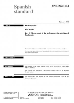 Electroacústica - Audífonos - Parte 0: Medición de las características de rendimiento de los audífonos
