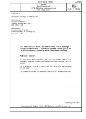 Cojinetes lisos - Características de calidad - Control estadístico de procesos (SPC) (ISO 12302:1993)