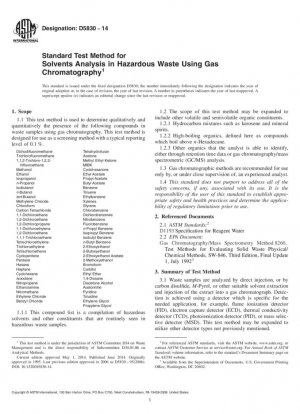 Método de prueba estándar para análisis de disolventes en residuos peligrosos mediante cromatografía de gases