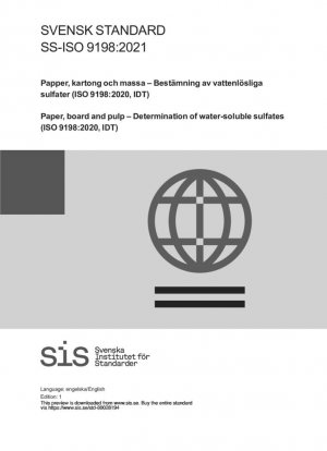 Papel, cartón y pulpa - Determinación de sulfatos solubles en agua (ISO 9198:2020, IDT)