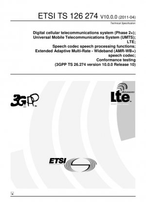 Sistema de telecomunicaciones celulares digitales (Fase 2+); Sistema universal de telecomunicaciones móviles (UMTS); LTE; Funciones de procesamiento de voz del códec de voz; Códec de voz de banda ancha multivelocidad adaptativa extendida (AMR-WB+); Pruebas de conformidad (3GPP TS 26.274...