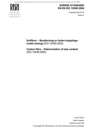 Fibra de carbono - Determinación del contenido de apresto (ISO 10548:2002)