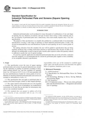 Especificación estándar para pantallas y placas perforadas industriales (serie de apertura cuadrada)