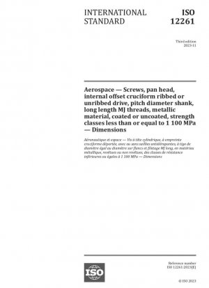 Aeroespacial: tornillos, cabeza alomada, accionamiento interno cruciforme con o sin estrías, diámetro de paso del vástago, roscas MJ de longitud larga, material metálico, revestido o sin revestir, clases de resistencia inferiores o iguales a 1 100 MPa — Dimensiones