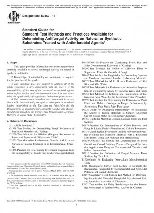 Guía estándar para métodos y prácticas de prueba estándar disponibles para determinar la actividad antifúngica en sustratos naturales o sintéticos tratados con agentes antimicrobianos