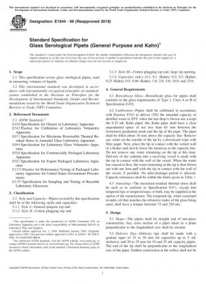 Especificación estándar para pipetas serológicas de vidrio (de uso general y Kahn)