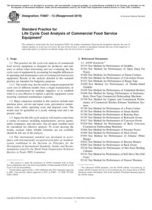 Práctica estándar para el análisis de costos del ciclo de vida de equipos comerciales de servicio de alimentos