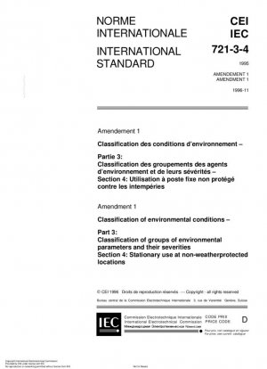 Clasificación de las condiciones ambientales - Parte 3: Clasificación de grupos de parámetros ambientales y sus severidades - Sección 4: Uso estacionario en lugares no protegidos contra la intemperie