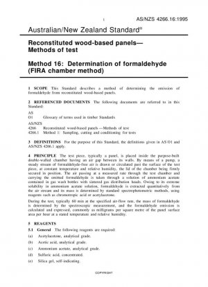 Paneles a base de madera reconstituida - Métodos de ensayo, Método 16: Determinación de formaldehído (método de cámara FIRA)