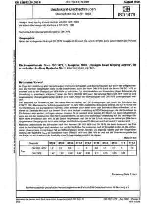 Tornillos autorroscantes de cabeza hexagonal; idéntico a ISO 1479:1983