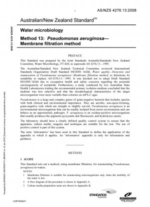 Microbiología del agua - Pseudomonas aeruginosa - Método de filtración por membrana