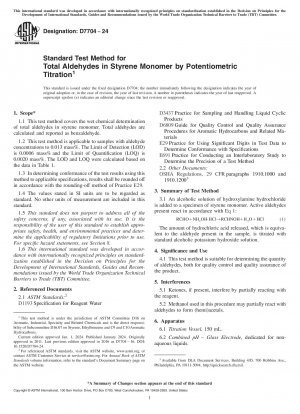Método de prueba estándar para aldehídos totales en monómero de estireno mediante valoración potenciométrica