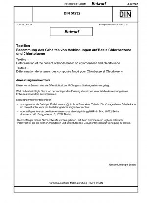 Textiles - Determinación del contenido de compuestos a base de clorobenceno y clorotolueno