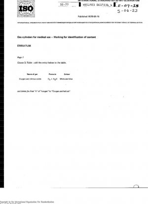 Cilindros de gas para uso médico; Marcado para identificación de contenido.