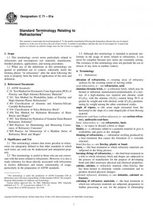 Terminología estándar relacionada con los refractarios