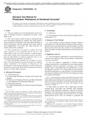 Método de prueba estándar para la resistencia a la penetración del hormigón endurecido