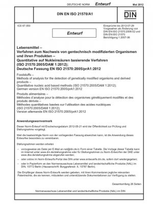 Detección de organismos modificados genéticamente y sus productos en alimentos - Métodos cuantitativos basados en ácidos nucleicos
