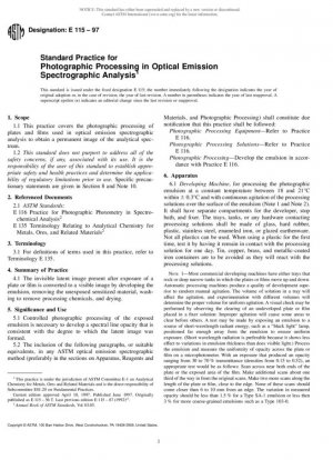 Práctica estándar para el procesamiento fotográfico en el análisis espectrográfico de emisión óptica (retirada en 2002)