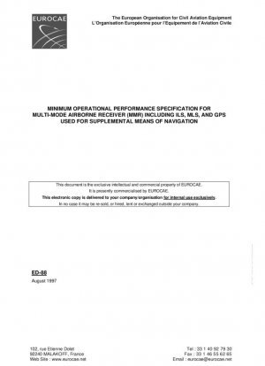 Especificación Mínima de Rendimiento Operativo para Receptor Aéreo Multimodo (MMR), Incluyendo ILS, MLS y GPS Utilizados como Medios Suplementarios de Navegación
