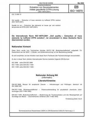 Calidad del suelo - Extracción de oligoelementos mediante solución tamponada de DTPA (ISO 14870:2001)