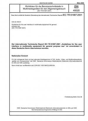 Directrices para la interfaz de usuario en equipos multimedia para uso general (IEC/TR 61997:2001)