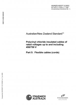 Cables aislados con policloruro de vinilo de tensiones nominales hasta 450/750 V inclusive. Parte 5: Cables flexibles (cordones)