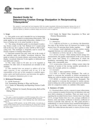 Guía estándar para determinar la disipación de energía de fricción en tribosistemas alternativos