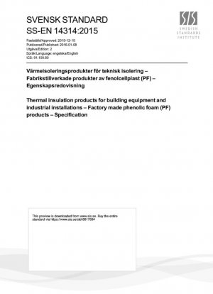 Productos de aislamiento térmico para equipos de edificios e instalaciones industriales - Productos de espuma fenólica (PF) fabricados en fábrica - Especificación