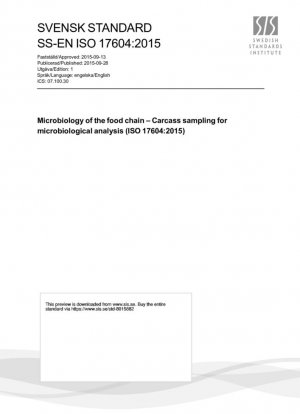 Microbiología de la cadena alimentaria - Muestreo de carcasas para análisis microbiológico (ISO 17604:2015)
