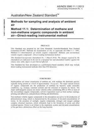 Métodos de análisis y muestreo del aire ambiente Método de instrumento de lectura directa para la determinación de compuestos orgánicos metano y no metano en el aire ambiente