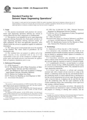 Práctica estándar para operaciones de desengrase con vapor de solvente