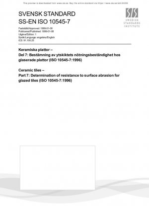 Baldosas cerámicas - Parte 7: Determinación de la resistencia a la abrasión superficial de baldosas esmaltadas (ISO 10545-7:1996)