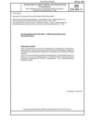Aditivos para hormigón, mortero y lechada. Métodos de ensayo. Parte 11: Determinación de las características de los espacios de aire en el hormigón endurecido.
