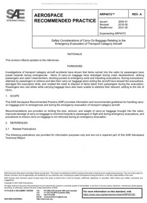 Consideraciones de seguridad del equipaje de mano relacionadas con la evacuación de emergencia de aeronaves de categoría de transporte
