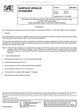 Requisitos de rendimiento para conjuntos de accesorios y tuberías no metálicos SAE J844 utilizados en sistemas de frenos de aire automotrices