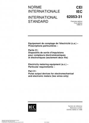 Equipos de medición de electricidad (ac) - Requisitos particulares - Parte 31: Dispositivos de salida de impulsos para medidores electromecánicos y electrónicos (solo dos cables)