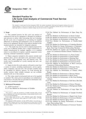 Práctica estándar para el análisis de costos del ciclo de vida de equipos comerciales de servicio de alimentos