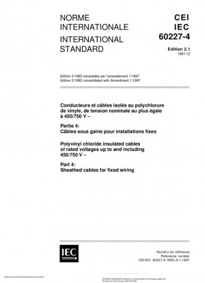 Cables aislados con cloruro de polivinilo de tensiones nominales de hasta 450/750 V inclusive-Parte 4: Cables enfundados para cableado fijo