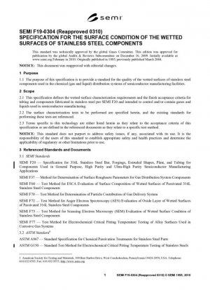 ESPECIFICACIÓN PARA EL ESTADO SUPERFICIAL DE LAS SUPERFICIES MOJADAS DE COMPONENTES DE ACERO INOXIDABLE