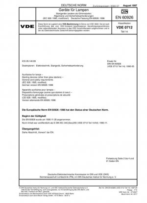 Auxiliares para lámparas - Dispositivos de arranque (distintos de los cebadores de incandescencia) - Requisitos generales y de seguridad