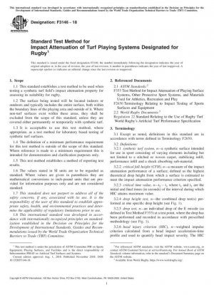 Método de prueba estándar para la atenuación de impactos de sistemas de juego de césped designados para rugby