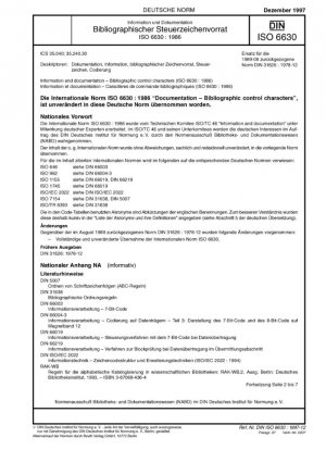 Información y documentación - Caracteres de control bibliográfico (ISO 6630:1986)