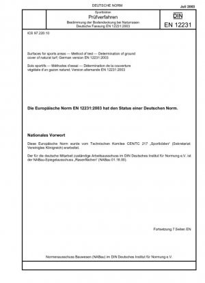 Superficies para zonas deportivas - Método de ensayo - Determinación de la cobertura del suelo de césped natural; Versión alemana EN 12231:2003