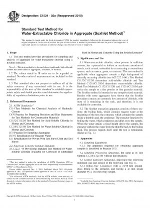 Método de prueba estándar para cloruro extraíble con agua en agregados (método Soxhlet)