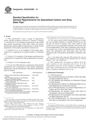 Especificación estándar para requisitos generales para tuberías especializadas de acero al carbono y aleado