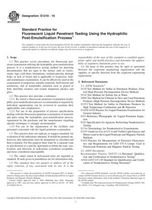Práctica estándar para pruebas de líquidos penetrantes fluorescentes mediante el proceso de posemulsificación hidrófila