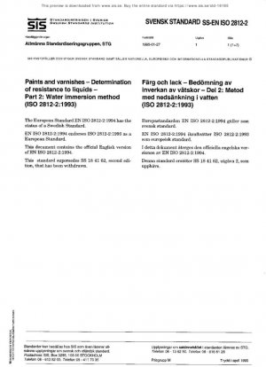 Pinturas y barnices. Determinación de la resistencia a los líquidos. Parte 2: Método de inmersión en agua (ISO 2812-2:1993)