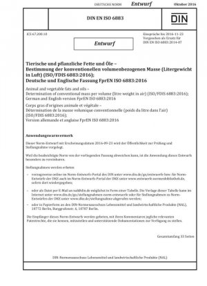 Determinación de la masa rutinaria por unidad de volumen (litro de peso en el aire) de grasas y aceites animales y vegetales (proyecto)